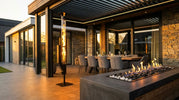 Pellet en gas buitenhaard op terras