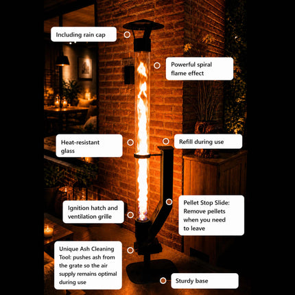 Fyra 2.0 Pellet Buitenhaard – 5 kW | Rookarm & Zonder Gas of Elektriciteit